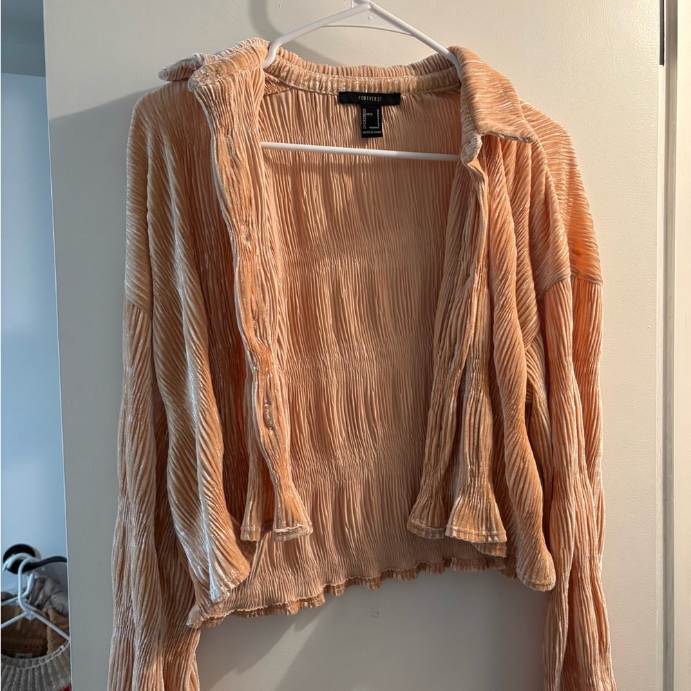 Champagne Textured Button-Up Shirt